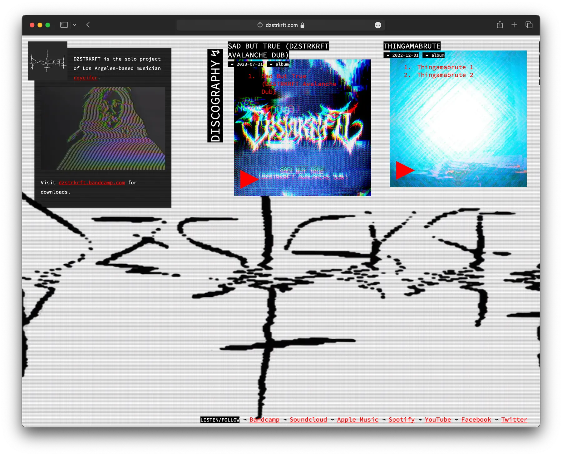 DZSTRKRFT desktop website screenshot