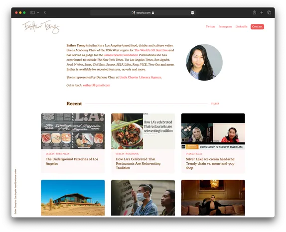 Esther Tseng's website desktop screenshot